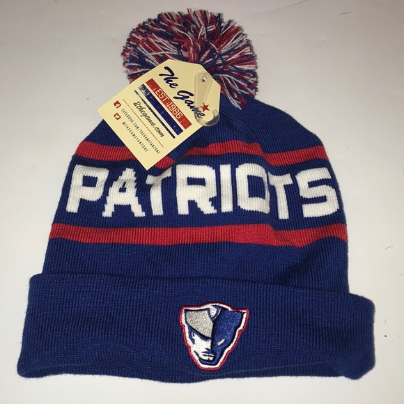 The Game Other - Henry County Patriots Beanie With Pom Blue and Red